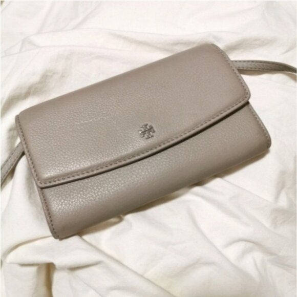 Tory Burch Dove Gray Wallet On Chain Shoulder bag Clutch - Picture 1 of 16